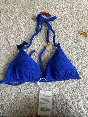 Monday Swimwear Royal Blue Textured Triangle Bikini Top